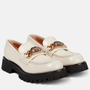 Gucci Jeanne Interlocking GG Lug Sole Leather Loafers